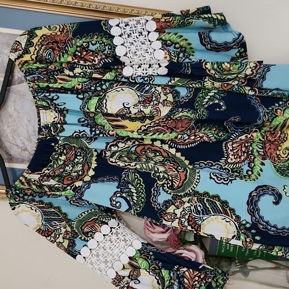 Boutique Bohemian Tunic Pinwheel Sleeve Lace Casual Park Party - Picture 5 of 8